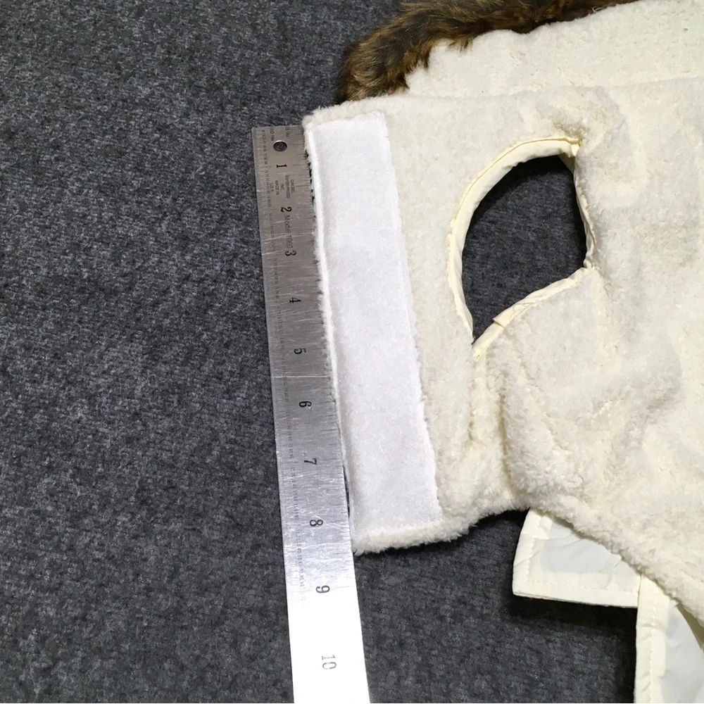 Frisco Pet Apparel M Dog / Cat Faux Fur Trim Cream Ruffle Vest Dress